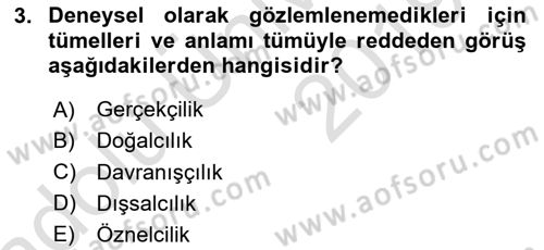 Dil Felsefesi Dersi 2018 - 2019 Yılı 3 Ders Sınav Soruları 3. Soru