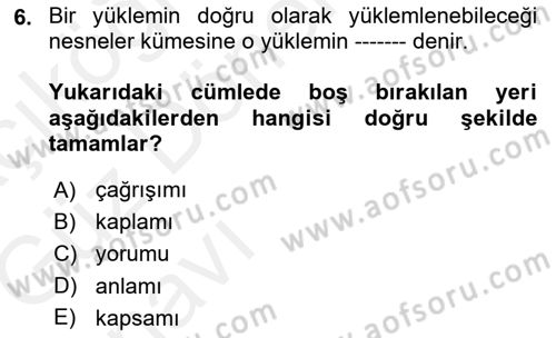 Dil Felsefesi Dersi 2018 - 2019 Yılı (Vize) Ara Sınav Soruları 6. Soru