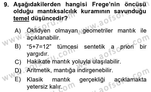 Dil Felsefesi Dersi 2018 - 2019 Yılı (Vize) Ara Sınav Soruları 9. Soru