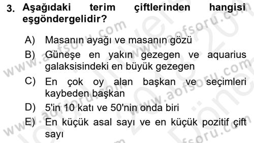 Dil Felsefesi Dersi 2018 - 2019 Yılı (Final) Dönem Sonu Sınav Soruları 3. Soru