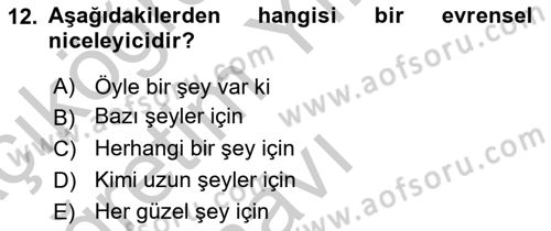 Dil Felsefesi Dersi 2018 - 2019 Yılı Yaz Okulu Sınav Soruları 12. Soru
