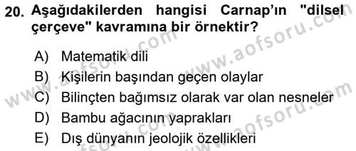 Dil Felsefesi Dersi 2018 - 2019 Yılı Yaz Okulu Sınav Soruları 20. Soru