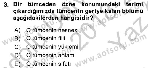 Dil Felsefesi Dersi 2018 - 2019 Yılı Yaz Okulu Sınav Soruları 3. Soru