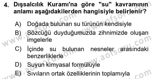 Dil Felsefesi Dersi 2018 - 2019 Yılı Yaz Okulu Sınav Soruları 4. Soru