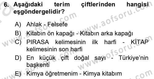 Dil Felsefesi Dersi 2019 - 2020 Yılı (Vize) Ara Sınav Soruları 6. Soru