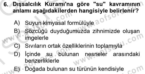 Dil Felsefesi Dersi 2019 - 2020 Yılı (Final) Dönem Sonu Sınav Soruları 6. Soru