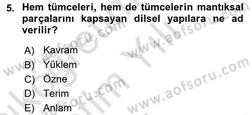 Dil Felsefesi Dersi 2020 - 2021 Yılı Yaz Okulu Sınav Soruları 5. Soru