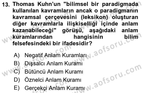 Dil Felsefesi Dersi 2021 - 2022 Yılı (Vize) Ara Sınav Soruları 13. Soru
