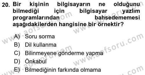 Dil Felsefesi Dersi 2021 - 2022 Yılı (Final) Dönem Sonu Sınav Soruları 20. Soru