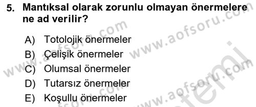 Dil Felsefesi Dersi 2021 - 2022 Yılı (Final) Dönem Sonu Sınav Soruları 5. Soru