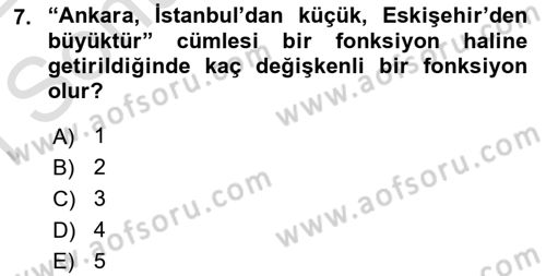 Dil Felsefesi Dersi 2021 - 2022 Yılı (Final) Dönem Sonu Sınav Soruları 7. Soru