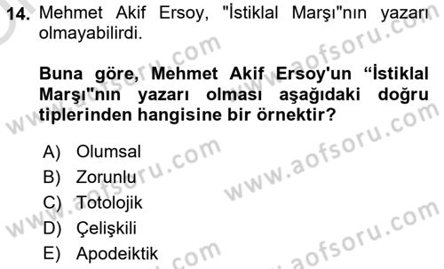 Dil Felsefesi Dersi 2021 - 2022 Yılı Yaz Okulu Sınav Soruları 14. Soru