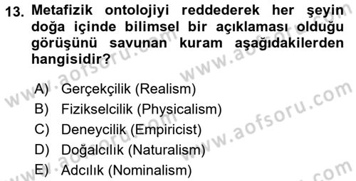 Dil Felsefesi Dersi 2022 - 2023 Yılı (Vize) Ara Sınav Soruları 13. Soru