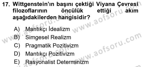 Dil Felsefesi Dersi 2022 - 2023 Yılı (Final) Dönem Sonu Sınavı 17. Soru