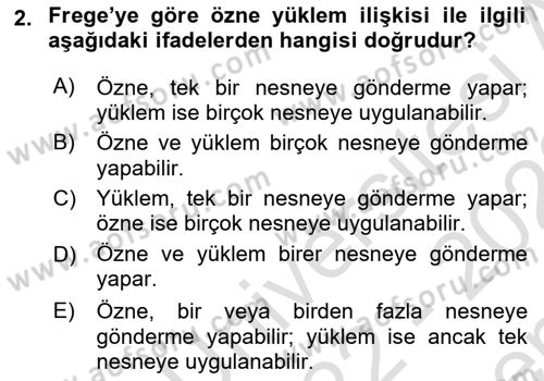 Dil Felsefesi Dersi 2022 - 2023 Yılı (Final) Dönem Sonu Sınavı 2. Soru