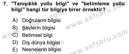 Dil Felsefesi Dersi 2022 - 2023 Yılı (Final) Dönem Sonu Sınavı 7. Soru