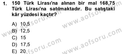 Finans Matematiği Dersi 2013 - 2014 Yılı (Final) Dönem Sonu Sınav Soruları 1. Soru