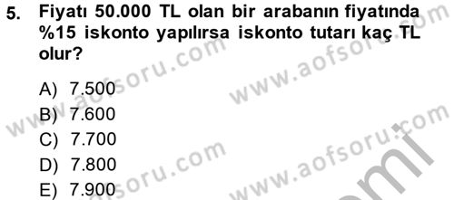 Finans Matematiği Dersi 2014 - 2015 Yılı (Vize) Ara Sınav Soruları 5. Soru