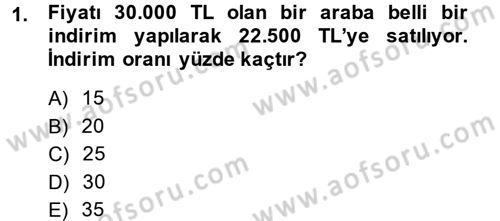 Finans Matematiği Dersi 2014 - 2015 Yılı (Final) Dönem Sonu Sınav Soruları 1. Soru