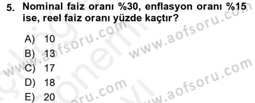 Finans Matematiği Dersi 2015 - 2016 Yılı Tek Ders Sınav Soruları 5. Soru