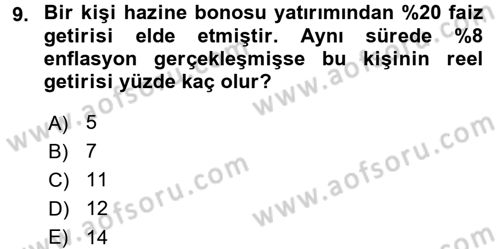 Finans Matematiği Dersi 2016 - 2017 Yılı 3 Ders Sınav Soruları 9. Soru