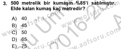 Finans Matematiği Dersi 2016 - 2017 Yılı (Vize) Ara Sınav Soruları 3. Soru