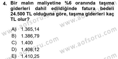 Finans Matematiği Dersi 2016 - 2017 Yılı (Vize) Ara Sınav Soruları 4. Soru