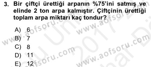 Finans Matematiği Dersi 2017 - 2018 Yılı (Vize) Ara Sınav Soruları 3. Soru