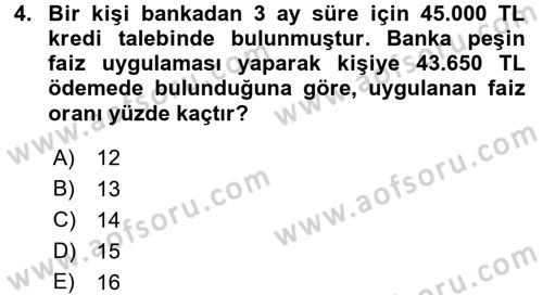 Finans Matematiği Dersi 2017 - 2018 Yılı (Vize) Ara Sınav Soruları 4. Soru