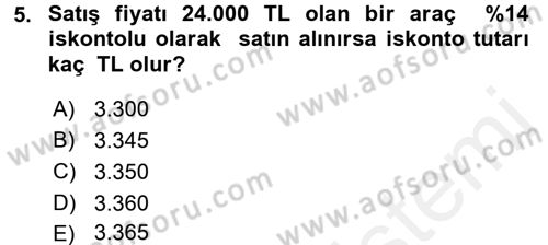 Finans Matematiği Dersi 2017 - 2018 Yılı (Vize) Ara Sınav Soruları 5. Soru