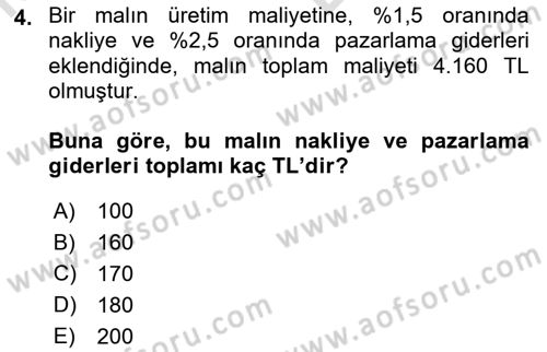 Finans Matematiği Dersi 2021 - 2022 Yılı (Vize) Ara Sınav Soruları 4. Soru