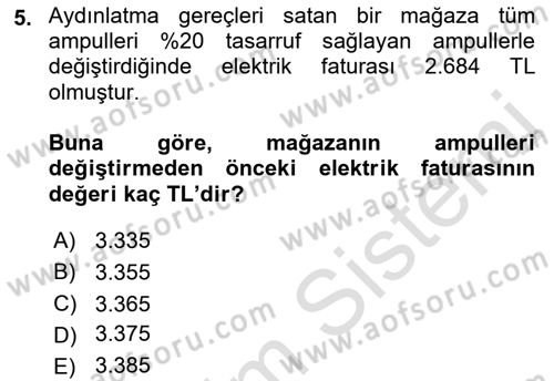Finans Matematiği Dersi 2021 - 2022 Yılı (Vize) Ara Sınav Soruları 5. Soru