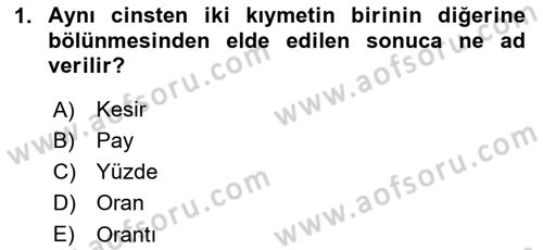 Finans Matematiği Dersi 2022 - 2023 Yılı Yaz Okulu Sınav Soruları 1. Soru