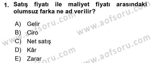 Finans Matematiği Dersi 2023 - 2024 Yılı (Vize) Ara Sınav Soruları 1. Soru