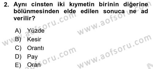Finans Matematiği Dersi 2023 - 2024 Yılı (Vize) Ara Sınav Soruları 2. Soru