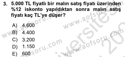 Finans Matematiği Dersi 2023 - 2024 Yılı (Vize) Ara Sınav Soruları 3. Soru