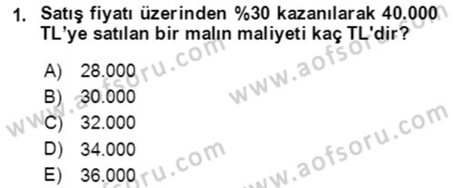 Finans Matematiği Dersi 2023 - 2024 Yılı Yaz Okulu Sınav Soruları 1. Soru