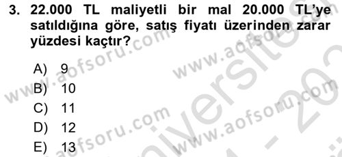 Finans Matematiği Dersi 2024 - 2025 Yılı (Vize) Ara Sınav Soruları 3. Soru