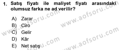 Finans Matematiği Dersi 2024 - 2025 Yılı Yaz Okulu Sınav Soruları 1. Soru