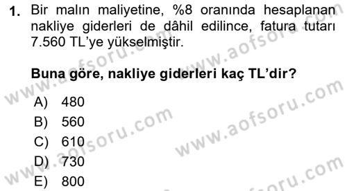 Finans Matematiği Dersi 2025 - 2026 Yılı (Final) Dönem Sonu Sınav Soruları 1. Soru