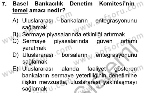 Finansal Kurumlar Dersi 2012 - 2013 Yılı (Vize) Ara Sınav Soruları 7. Soru
