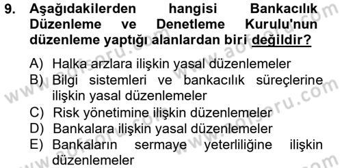 Finansal Kurumlar Dersi 2012 - 2013 Yılı (Vize) Ara Sınav Soruları 9. Soru