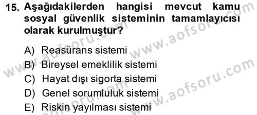 Finansal Kurumlar Dersi 2013 - 2014 Yılı Tek Ders Sınav Soruları 15. Soru