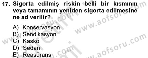 Finansal Kurumlar Dersi 2013 - 2014 Yılı Tek Ders Sınav Soruları 17. Soru