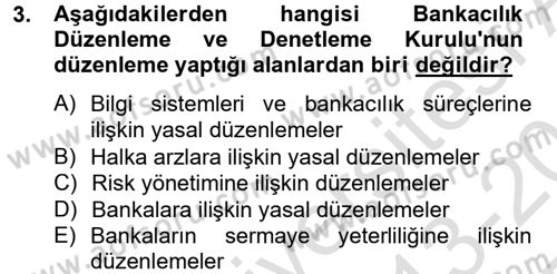 Finansal Kurumlar Dersi 2013 - 2014 Yılı Tek Ders Sınav Soruları 3. Soru