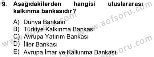 Finansal Kurumlar Dersi 2013 - 2014 Yılı Tek Ders Sınav Soruları 9. Soru