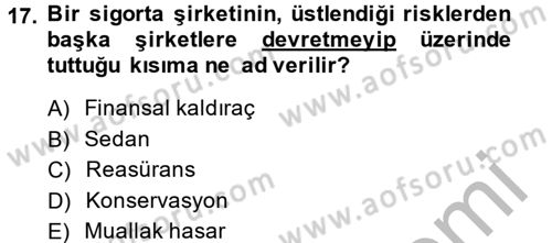 Finansal Kurumlar Dersi 2014 - 2015 Yılı (Final) Dönem Sonu Sınav Soruları 17. Soru