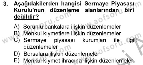 Finansal Kurumlar Dersi 2014 - 2015 Yılı (Final) Dönem Sonu Sınav Soruları 3. Soru