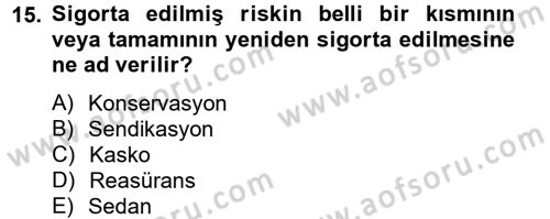 Finansal Kurumlar Dersi 2014 - 2015 Yılı Tek Ders Sınavı 15. Soru