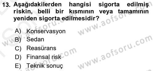 Finansal Kurumlar Dersi 2018 - 2019 Yılı (Final) Dönem Sonu Sınav Soruları 13. Soru